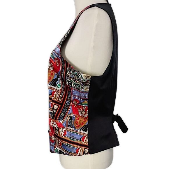 Nicole Miller Silk Vest L Vtg 90s Fragrance Allover Graphic Art Print Graffiti. - Picture 6 of 16